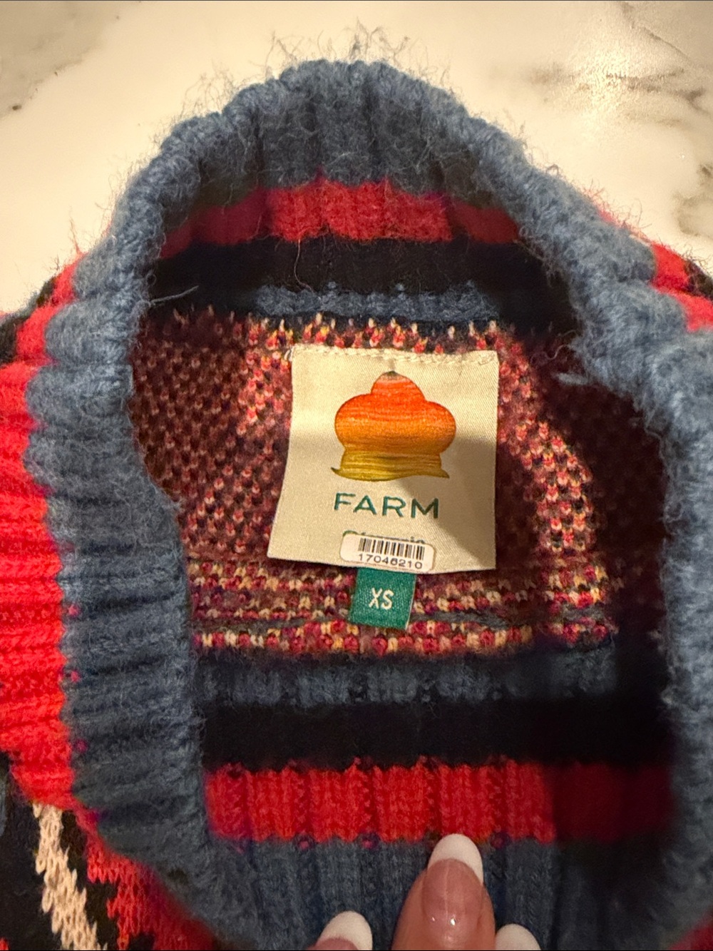 FARM Rio Multicolor ilkat Heart-Pattern Puff-Sleeve Sweater XS rare - Picture 3 of 4